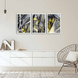 Wallity Cuadro Decorativo Enmarcado MDF 3 Piezas Multicolor